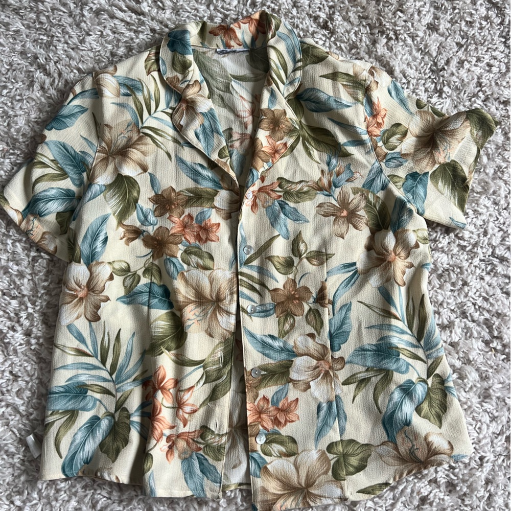 Floral Short Sleeve Button-Up Shirt
